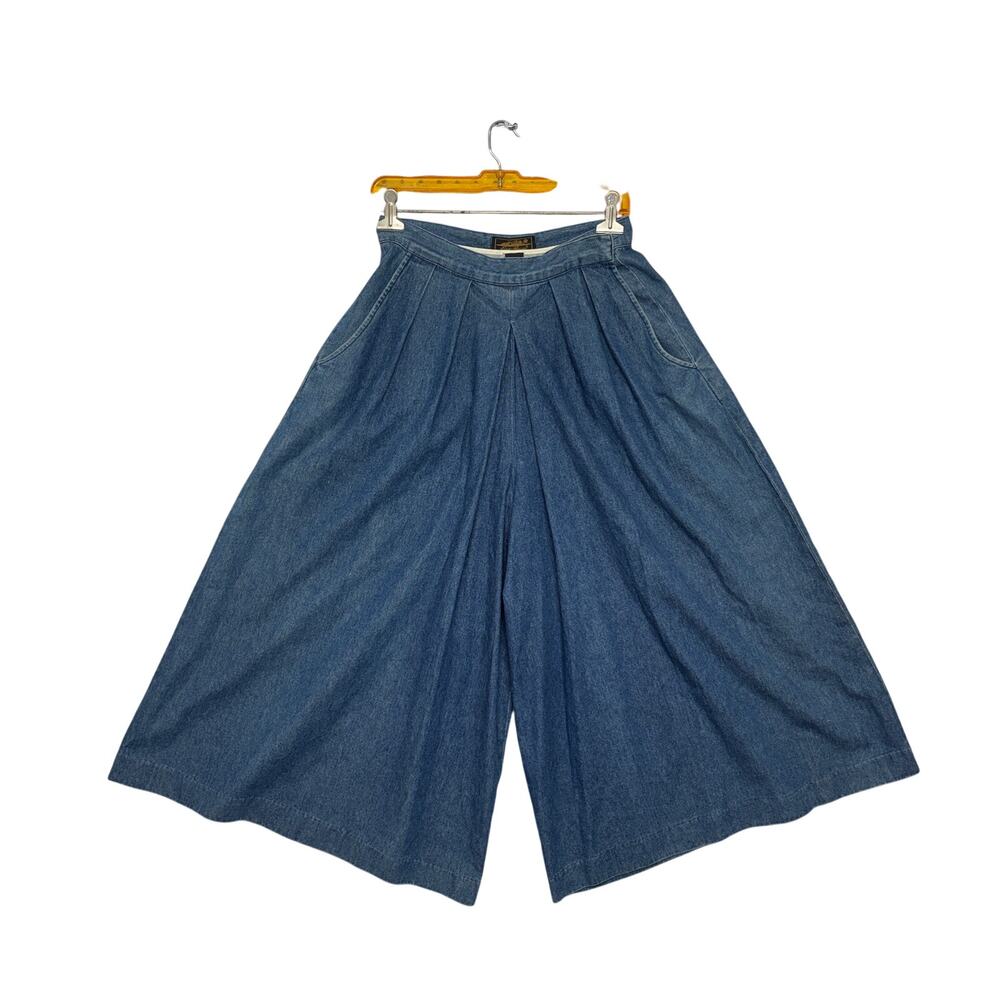 Vintage Eddie Bauer Denim Culottes Pants 28 Wide Leg 18" High Waist RARE